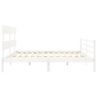 Рамка за легло с табла бяла Super King Size дърво масив