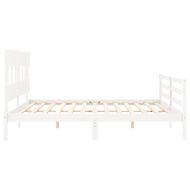 Рамка за легло с табла бяла Super King Size дърво масив