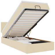 Османска легло с матрак, кремаво, 80x200 см, плат