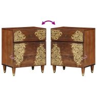 Нощно шкафче с врата с чекмедже Меден кафяв 50 x 33 x 60 см