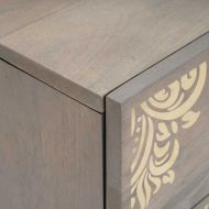 Нощен шкаф с чекмедже Сив 40 x 33 x 46 см Солидно мангово дърво