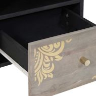 ТВ шкаф с чекмедже Сив 70 x 33 x 46 см Солидно мангово дърво