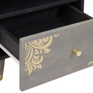 Нощен шкаф 2 pcs Сив 40 x 33 x 46 см Солидно мангово дърво