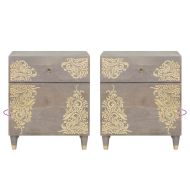 Нощно шкафче с врата Сив 50 x 33 x 60 см Солидно мангово дърво