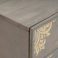 Нощен шкаф с чекмедже Сив 50 x 33 x 62 см Солидно мангово дърво