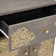 Нощно шкафче с врата Сив 50 x 33 x 60 см Солидно мангово дърво