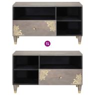 ТВ шкаф с чекмедже Сив 80 x 33 x 46 см Солидно мангово дърво