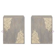 Стенен шкаф с врата Сив 38 x 33 x 48 см Солидно мангово дърво