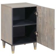 Шкаф за баня с врата Сив 38 x 33 x 58 см Солидно мангово дърво