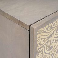 Шкаф за баня с врата Сив 38 x 33 x 58 см Солидно мангово дърво