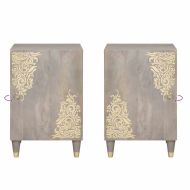 Шкаф за баня с врата Сив 38 x 33 x 58 см Солидно мангово дърво