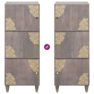 Висок шкаф Сив и златен 40 x 33 x 110 см Солидно мангово дърво