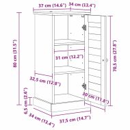 Шкаф за баня с рафт с врата VIGO Меденокафяво 37 x 34 x 80 см