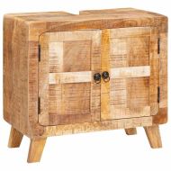 Шкаф за баня Кафяво Солидно мангово дърво и инженерно дърво