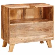 Шкаф за баня Кафяво Солидно мангово дърво и инженерно дърво