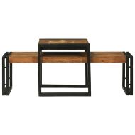 Масичка за кафе 2 pcs Кафяво Солидно акациево дърво