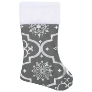 Луксозна пола за коледна елха с чорапче, сива, 150 см, плат