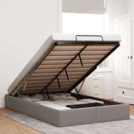 Османска рамка за легло без матрак, таупе, 120x190 см, плат