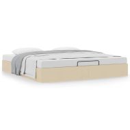 Османска рамка за легло без матрак, кремава, 200x200 см, плат