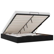 Рамка за легло с османи без матрак Черно 200x200 cm Кадифе