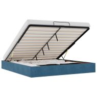 Рамка за легло с османи без матрак Тъмно синьо 200x200cm Кадифе