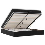 Османска легло с матраци, черно, 200x200 см, изкуствена кожа