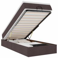 Османска легло с матрак, тъмнокафяво, 80x200 см, плат