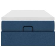 Османска легло с матрак, синьо, 80x200 см, плат