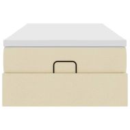 Османска легло с матрак, кремаво, 90x190 см, плат