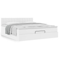 Османска легло с матрак, бяло, 180x200 см, изкуствена кожа