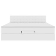 Османска легло с матрак, бяло, 180x200 см, изкуствена кожа