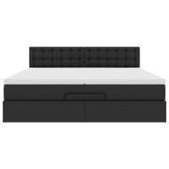 Османска легло с матраци, черно, 200x200 см, изкуствена кожа