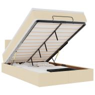 Османска легло с матрак, кремаво, 120x190 см, плат