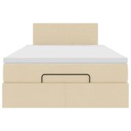 Османска легло с матрак, кремаво, 120x190 см, плат