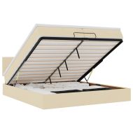 Османска легло с матрак, кремава, 200x200 см, плат