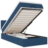 Османска легло с матрак, синьо, 80x200 см, плат