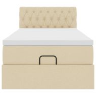 Османска легло с матрак, кремаво, 90x190 см, плат