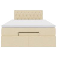 Османска легло с матрак, кремаво, 120x190 см, плат