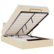 Османска легло с матрак, кремаво, 120x190 см, плат