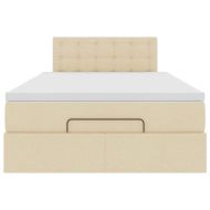 Османска легло с матрак, кремаво, 120x190 см, плат