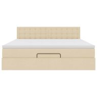 Османска легло с матрак, кремаво, 180x200 см, плат