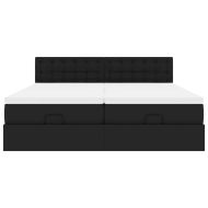 Османска легло с матраци, черно, 160x200 см, изкуствена кожа