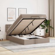 Османска легло с матраци&LED капучино 140x200см изкуствена кожа