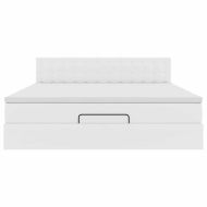 Османска легло с матраци&LED, бяло, 180x200 см, изкуствена кожа