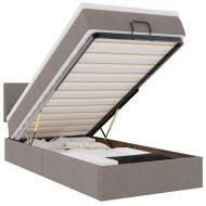 Османска легло с матрак и LED, таупе, 80x200 см, плат