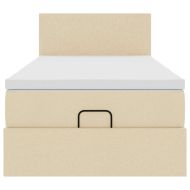 Османска легло с матрак и LED, кремаво, 90x190 см, плат