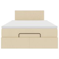 Османска легло с матрак и LED, кремаво, 120x190 см, плат