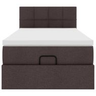 Османска легло с матрак и LED, тъмнокафяво, 80x200 см, плат