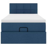 Османска легло с матрак и LED, синьо, 80x200 см, плат