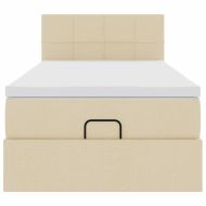 Османска легло с матрак и LED, кремаво, 90x190 см, плат